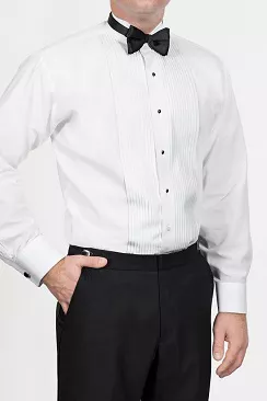 Wing Collar 1/4 inch Pleat White/Ivory Tuxedo Shirt